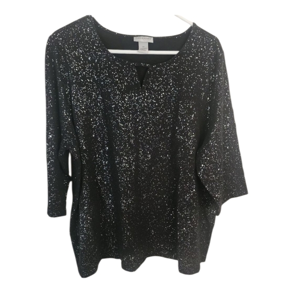 Catherines Tops - Catherines Black Sparkle Dress 3/4 SleeveTop Size 2x